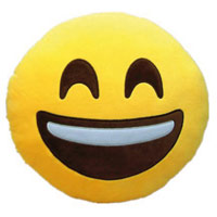 Kissen mit lachenden Whatsapp Emoticon und geschlossenen Augen U+1F604