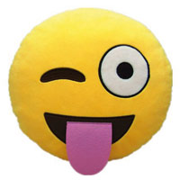 Smiley streckt Zunge heraus als Kissen U+1F61C