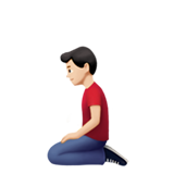 kniender Mann: helle Hautfarbe