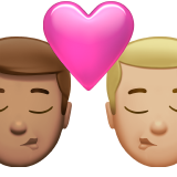 sich küssendes Paar: Mann, Mann, mittlere Hautfarbe und mittelhelle Hautfarbe