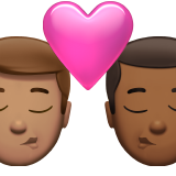 sich küssendes Paar: Mann, Mann, mittlere Hautfarbe und mitteldunkle Hautfarbe