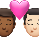 sich küssendes Paar: Mann, Mann, mitteldunkle Hautfarbe und helle Hautfarbe