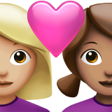 Liebespaar: Frau, Frau, mittelhelle Hautfarbe und mittlere Hautfarbe