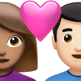 Liebespaar: Frau, Mann, mittlere Hautfarbe und helle Hautfarbe