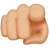 auf Betrachter zeigender Zeigefinger: mittelhelle Hautfarbe