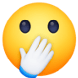 Gesicht mit offenen Augen und Hand über dem Mund - Facebook