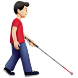 Mann mit Langstock: helle Hautfarbe, nach rechts