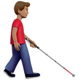 Mann mit Langstock: mittlere Hautfarbe, nach rechts