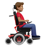Mann in elektrischem Rollstuhl: mittlere Hautfarbe, nach rechts