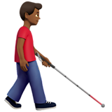 Mann mit Langstock: mitteldunkle Hautfarbe, nach rechts