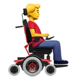 Mann in elektrischem Rollstuhl: nach rechts