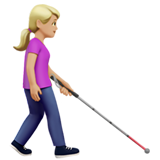 Frau mit Langstock: mittelhelle Hautfarbe, nach rechts