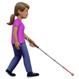 Frau mit Langstock: mittlere Hautfarbe, nach rechts