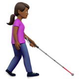 Frau mit Langstock: mitteldunkle Hautfarbe, nach rechts