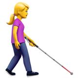 Frau mit Langstock: nach rechts