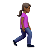 Fußgängerin: mitteldunkle Hautfarbe, nach rechts