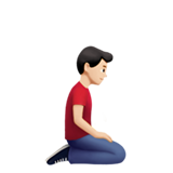 kniender Mann: helle Hautfarbe, nach rechts