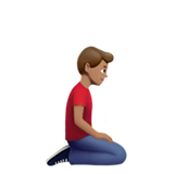 kniender Mann: mittlere Hautfarbe, nach rechts