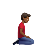 kniender Mann: mitteldunkle Hautfarbe, nach rechts