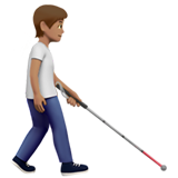 Person mit Langstock: mittlere Hautfarbe, nach rechts