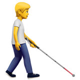 Person mit Langstock: nach rechts