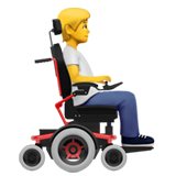 Person in elektrischem Rollstuhl: nach rechts