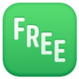 Wort „Free“ in blauem Quadrat - Facebook