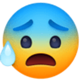 Besorgtes Gesicht mit Schweißtropfen - Facebook