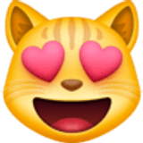Lachende Katze mit Herzen als Augen - Facebook