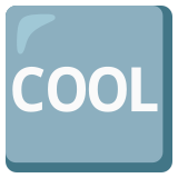 Wort „Cool“ in blauem Quadrat - Noto Color Emoji