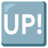 Schriftzug „UP!“ im blauen Quadrat - Noto Color Emoji