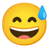 Grinsendes Gesicht mit Schweißtropfen - Noto Color Emoji