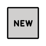 Wort „New“ in blauem Quadrat - OpenMoji