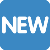 Wort „New“ in blauem Quadrat - Twitter / X