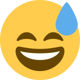 Grinsendes Gesicht mit Schweißtropfen - Twitter / X