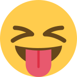 Gesicht mit herausgestreckter Zunge und zusammengekniffenen Augen - Twitter / X