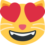 Lachende Katze mit Herzen als Augen - Twitter / X