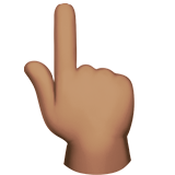 nach oben weisender Zeigefinger von hinten: mittlere Hautfarbe