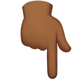 nach unten weisender Zeigefinger: mitteldunkle Hautfarbe