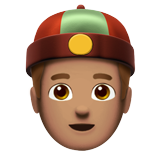 Mann mit chinesischem Hut: mittlere Hautfarbe