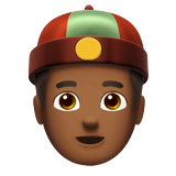 Mann mit chinesischem Hut: mitteldunkle Hautfarbe