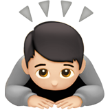 sich verbeugende Person: helle Hautfarbe