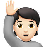 Person mit erhobenem Arm: helle Hautfarbe