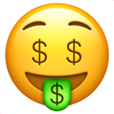 Emoji mit Dollar-Zeichen als Augen