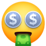 Gesicht mit Dollarzeichen - Facebook