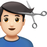 Mann beim Haareschneiden: helle Hautfarbe