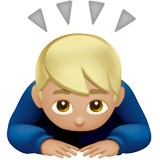 sich verbeugender Mann: mittelhelle Hautfarbe