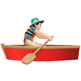 Mann im Ruderboot: helle Hautfarbe