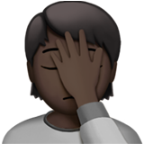 sich an den Kopf fassende Person: dunkle Hautfarbe