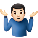 schulterzuckender Mann: helle Hautfarbe